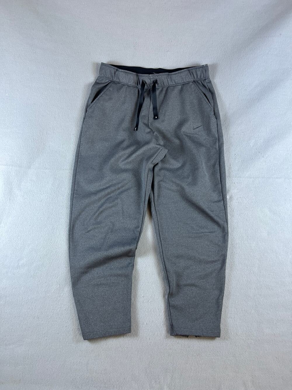 Nike Sweatpants Mens S Gray Tapered Drawstring Fleece Lined Jogger Logo Zipper